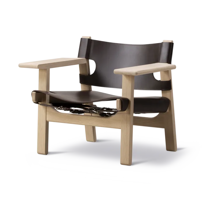 Espanjalainen tuoli nojatuoli - Nahka tummanruskea-saippuakäsitelty tammi - Fredericia Furniture