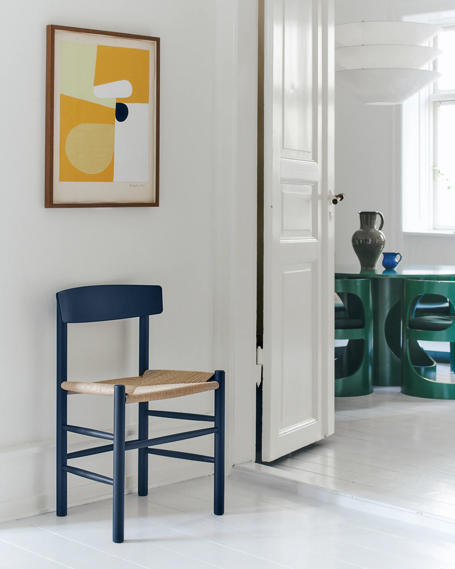J39 tuoli, Indigo blue punottu luonnonväri Fredericia Furniture