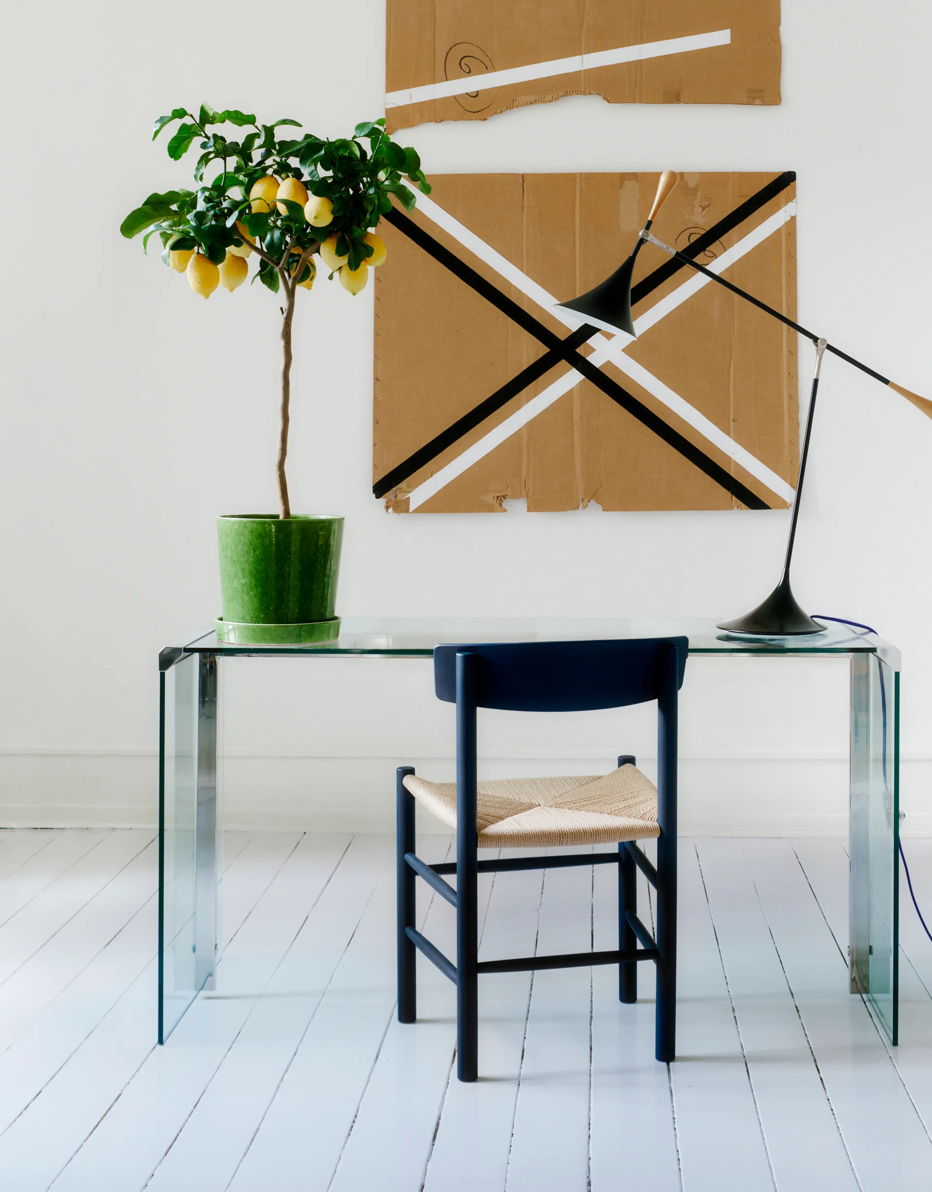 J39 tuoli, Indigo blue punottu luonnonväri Fredericia Furniture