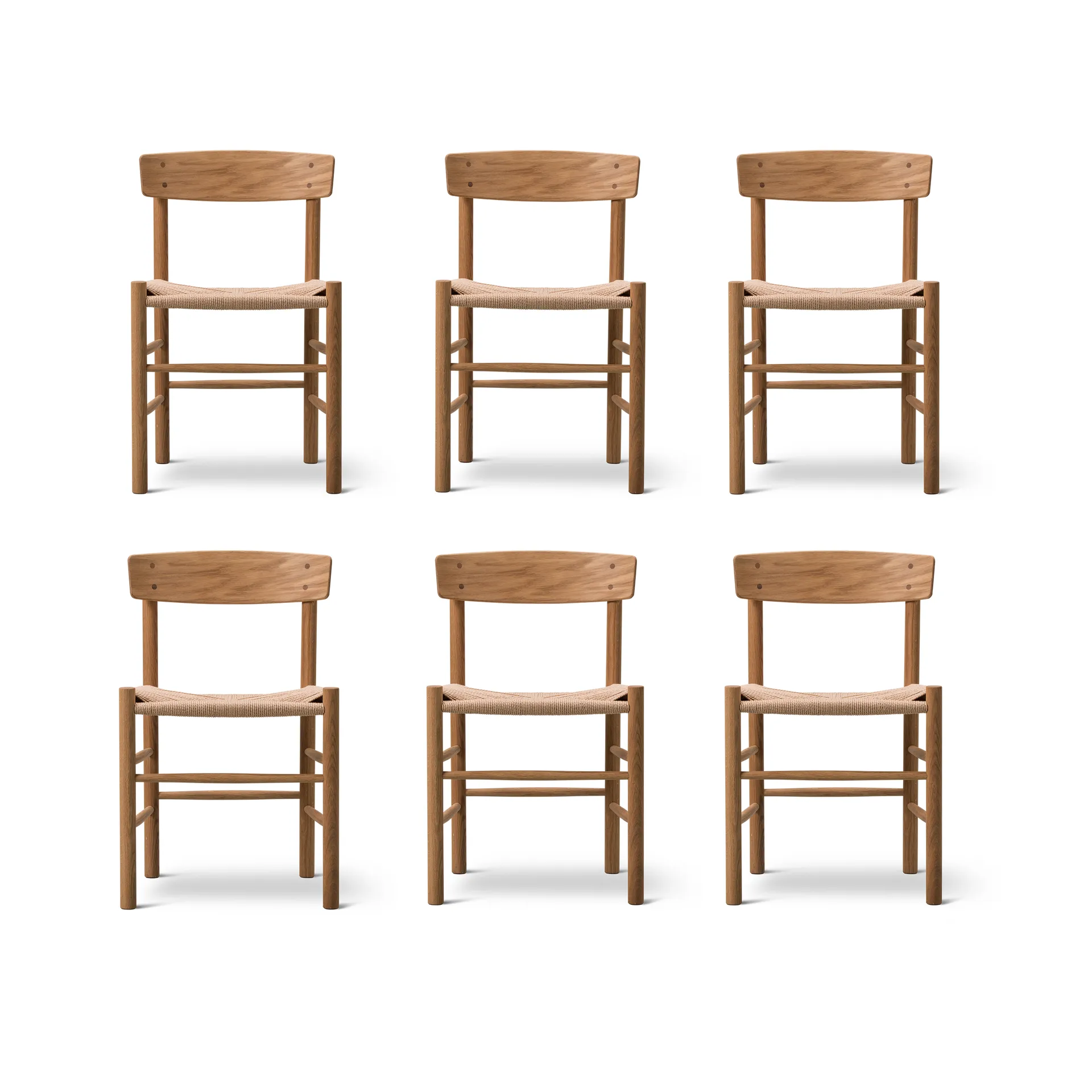 J39 tuoli, Öljytty tammi punottu luonnonväri, 6-pakkaus,  Fredericia Furniture