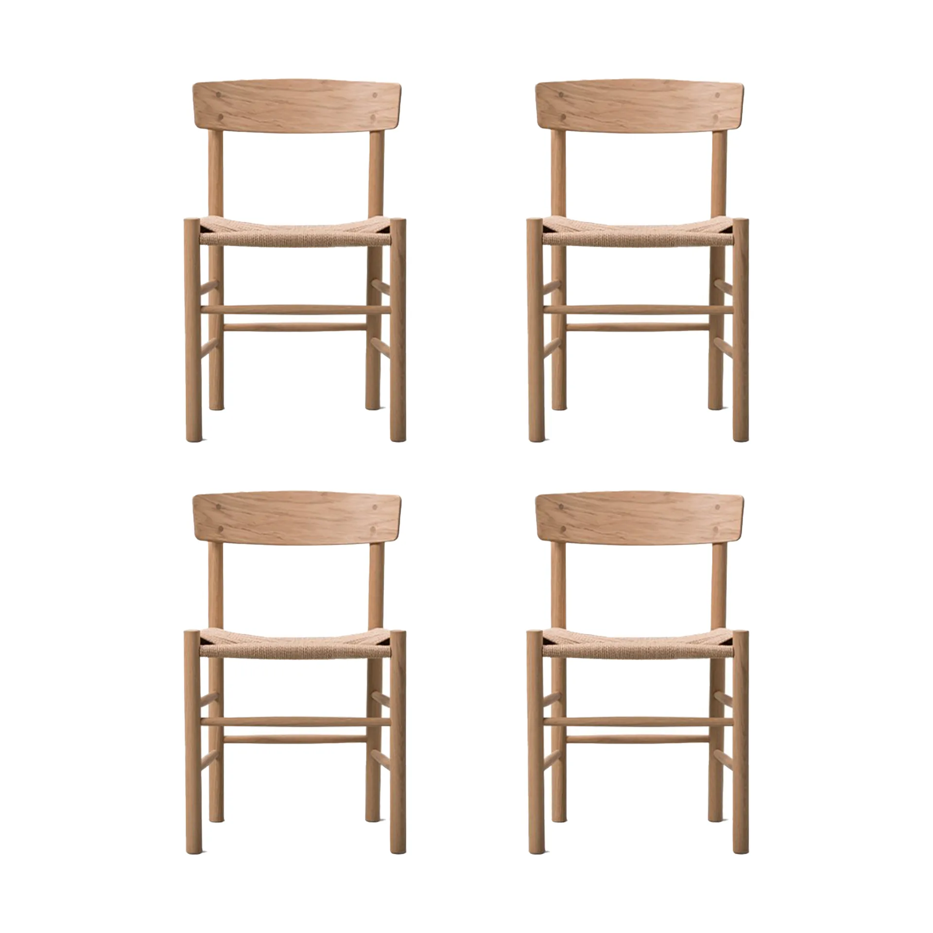 J39-tuoli, Vaalea öljytty tammi punottu luonnonvärinen, 4-pakkaus,  Fredericia Furniture