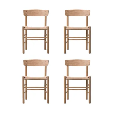 J39-tuoli, Vaalea öljytty tammi punottu luonnonvärinen, 4-pakkaus - Fredericia Furniture