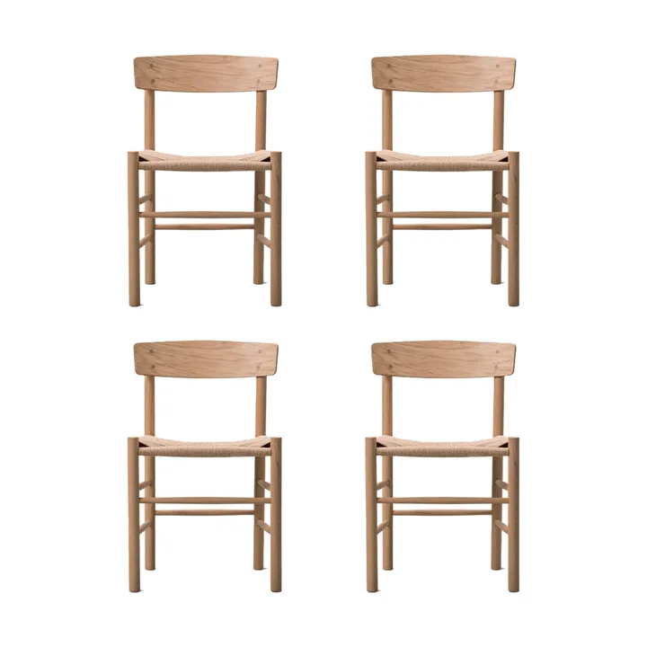 J39-tuoli, Vaalea öljytty tammi punottu luonnonvärinen, 4-pakkaus - Fredericia Furniture