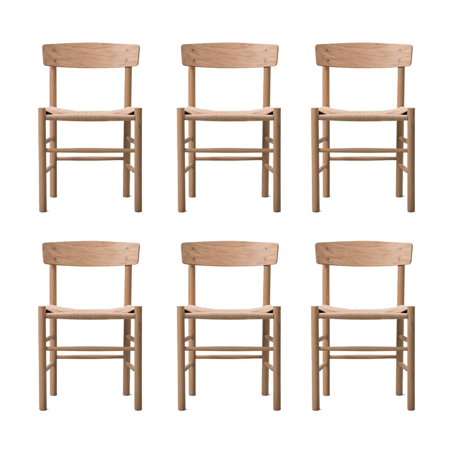 J39 tuoli, Vaalea öljytty tammi punottu luonnonvärinen, 6-pakkaus,  Fredericia Furniture