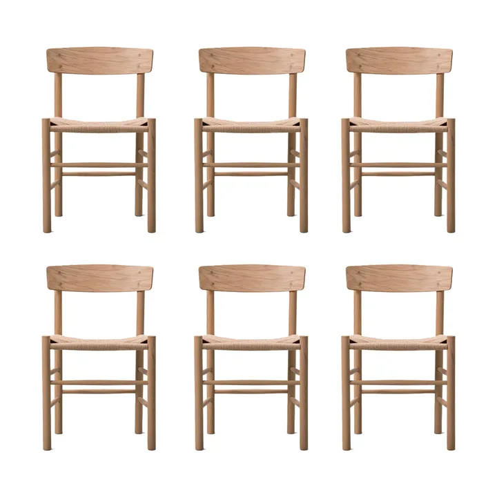J39 tuoli, Vaalea öljytty tammi punottu luonnonvärinen, 6-pakkaus - Fredericia Furniture