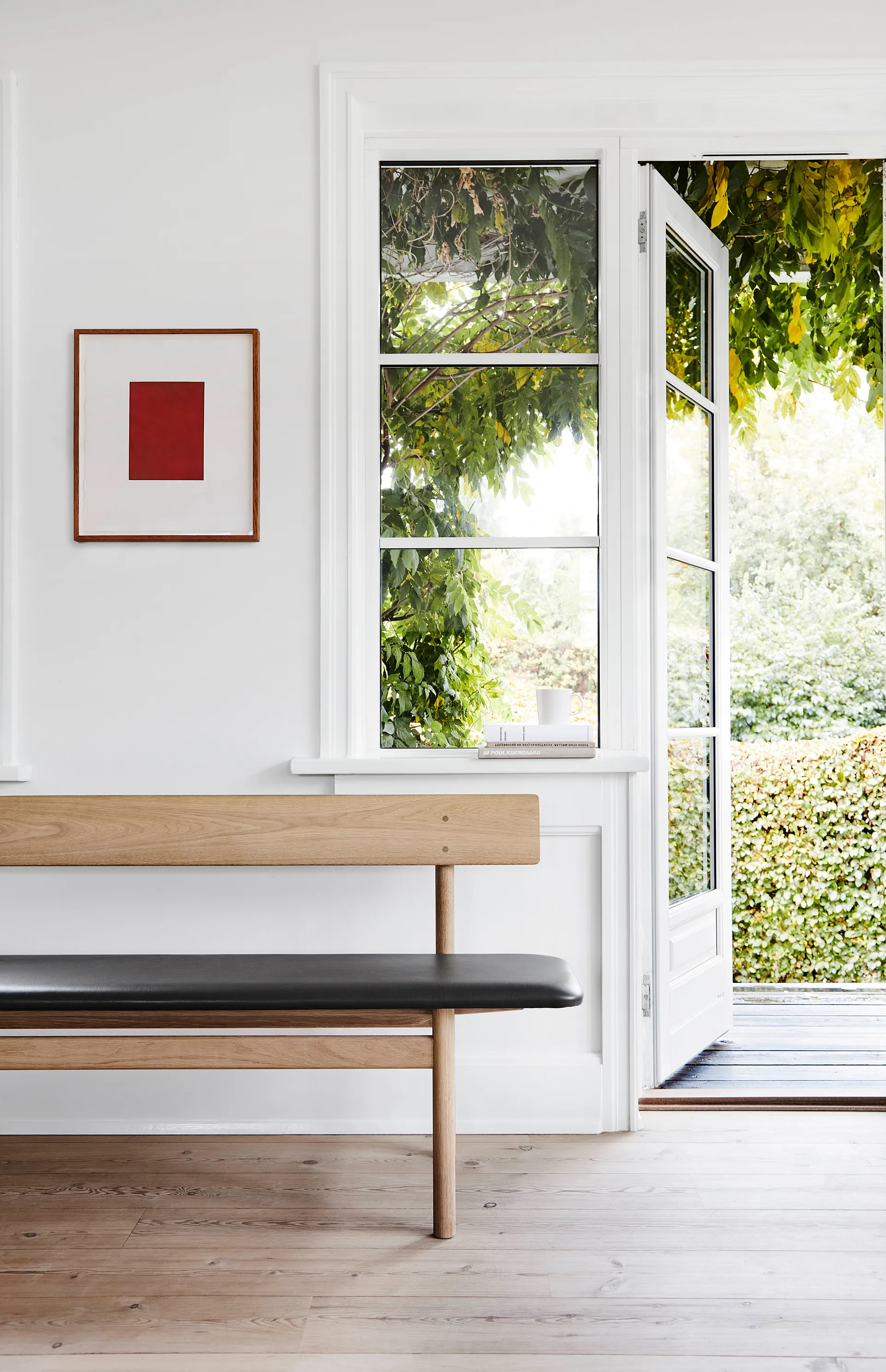 Mogensen 3171 penkki, Saippuoitu tammi nahka omni 301 black Fredericia Furniture