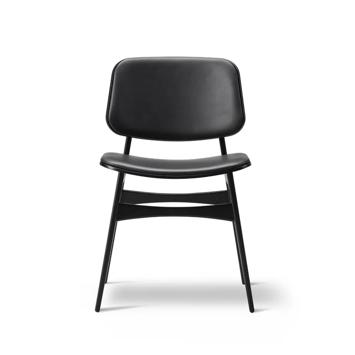 Søborg 3052 puurunko tuoli täysin verhoiltu - nahka omni 301 musta, mustaksi lakatut tammen jalat - Fredericia Furniture
