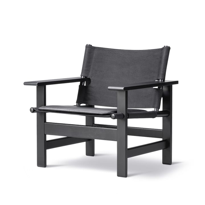 The Canvas Chair - nojatuoli, Canvas musta-musta-lakattu tammi, sisältäen musta nahkapatja Fredericia Furniture