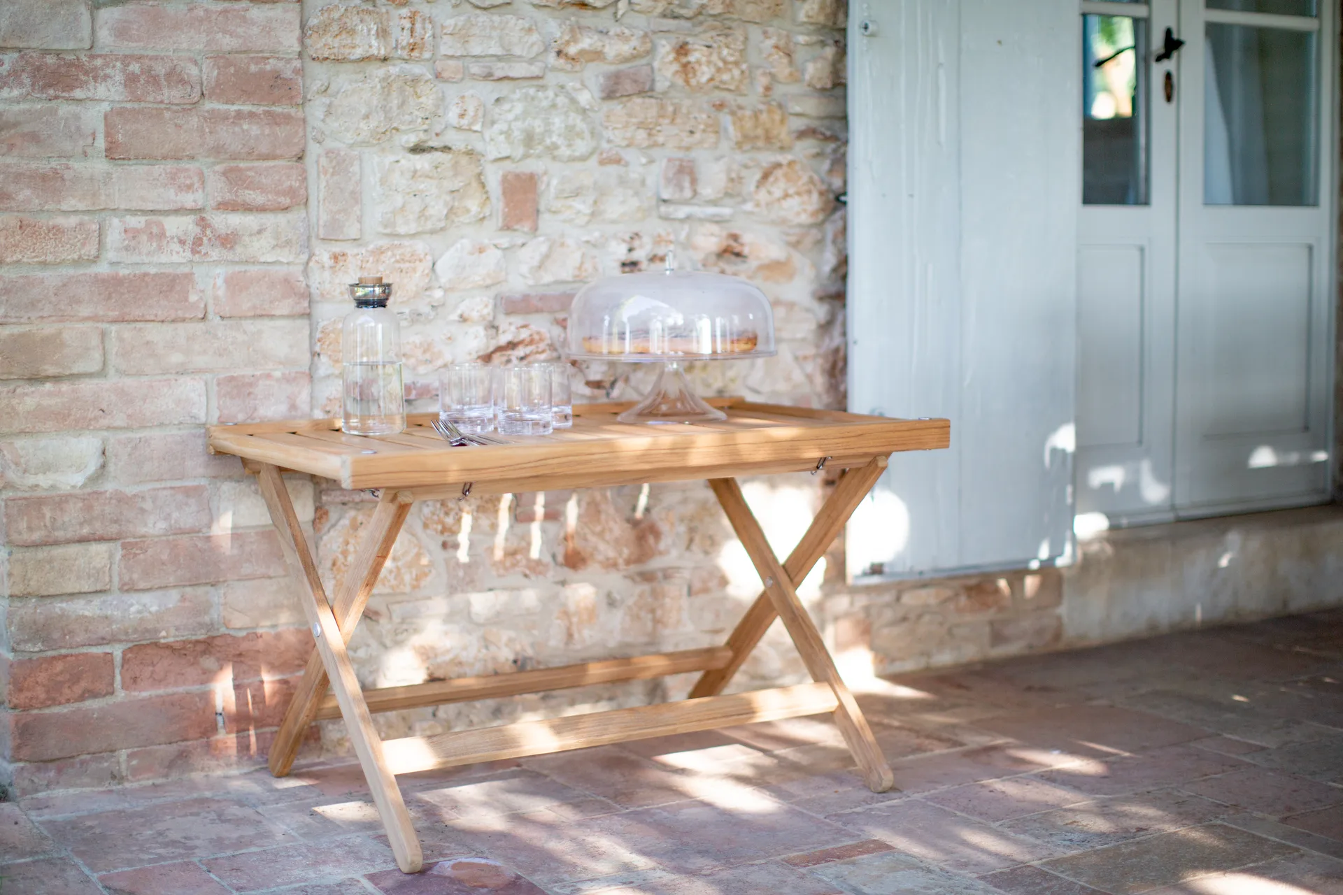 60 tiilitiipöytä, Teak, 59x94 cm Fri Form