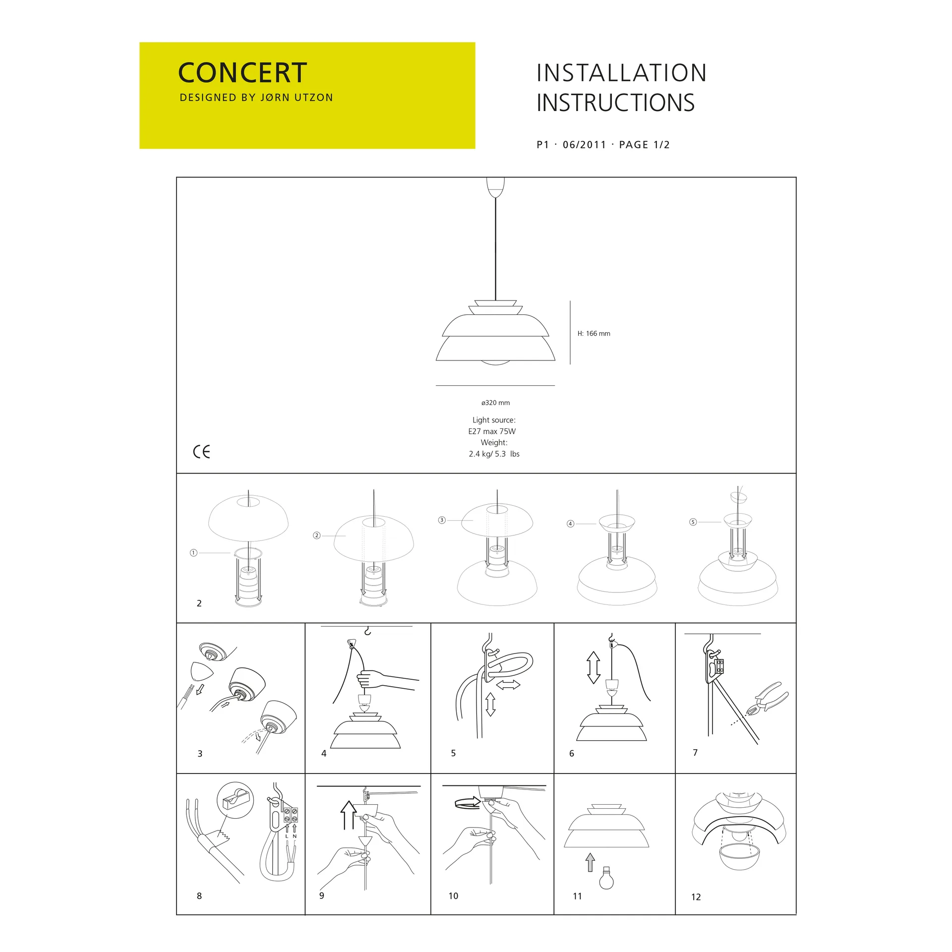 Concert hissivalaisin valkoinen, P1 Fritz Hansen