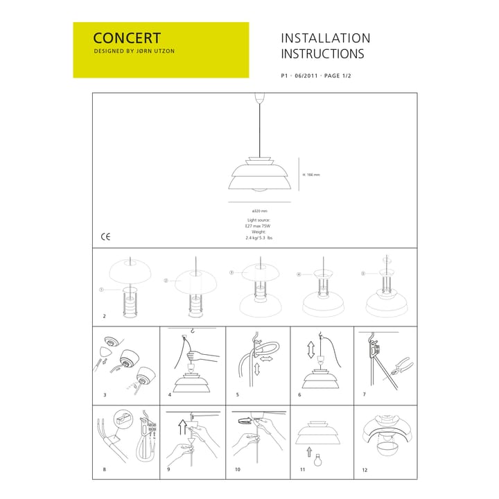 Concert hissivalaisin valkoinen - P1 - Fritz Hansen