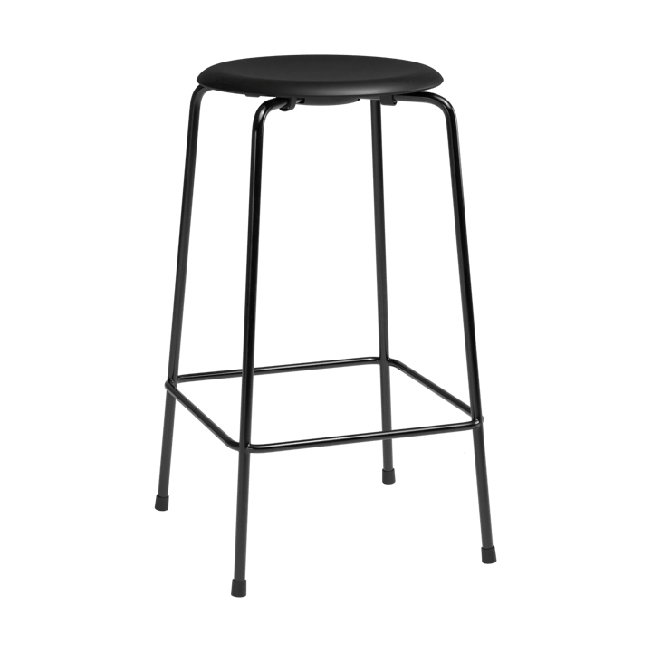 High Dot counter stool 4 jalkaa - Intense musta nahka-musta teräs - Fritz Hansen