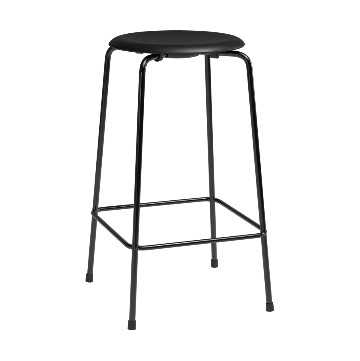 Fritz Hansen High Dot counter stool 4 jalkaa Intense musta nahka-musta teräs