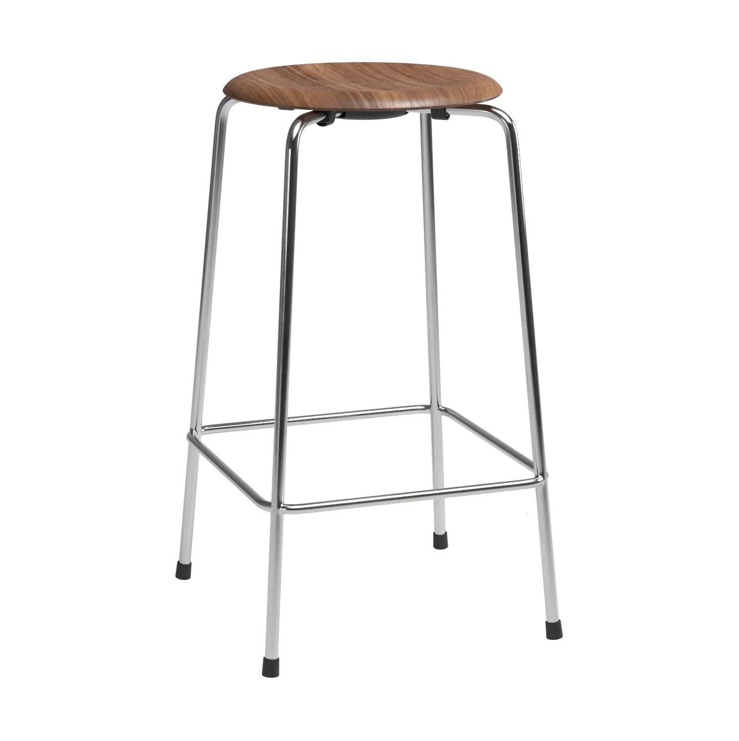 High Dot counter stool 4 jalkaa, Pähkinäpuu-kromi Fritz Hansen