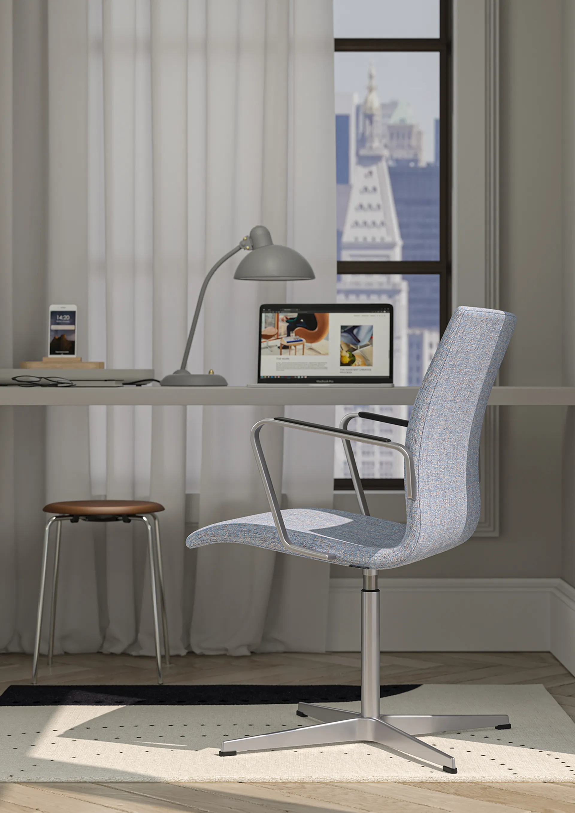 Kaiser Idell 6556-T -pöytävalaisin, Easy Grey Fritz Hansen