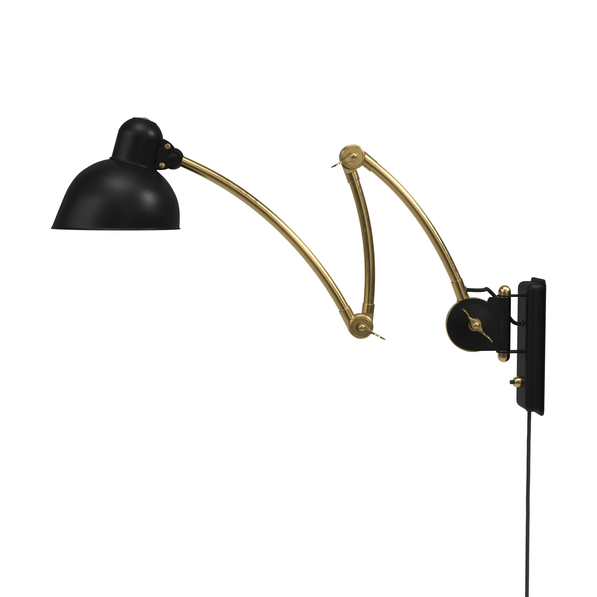 Kaiser Idell 6559-W seinälamppu, Matt black-brass Fritz Hansen