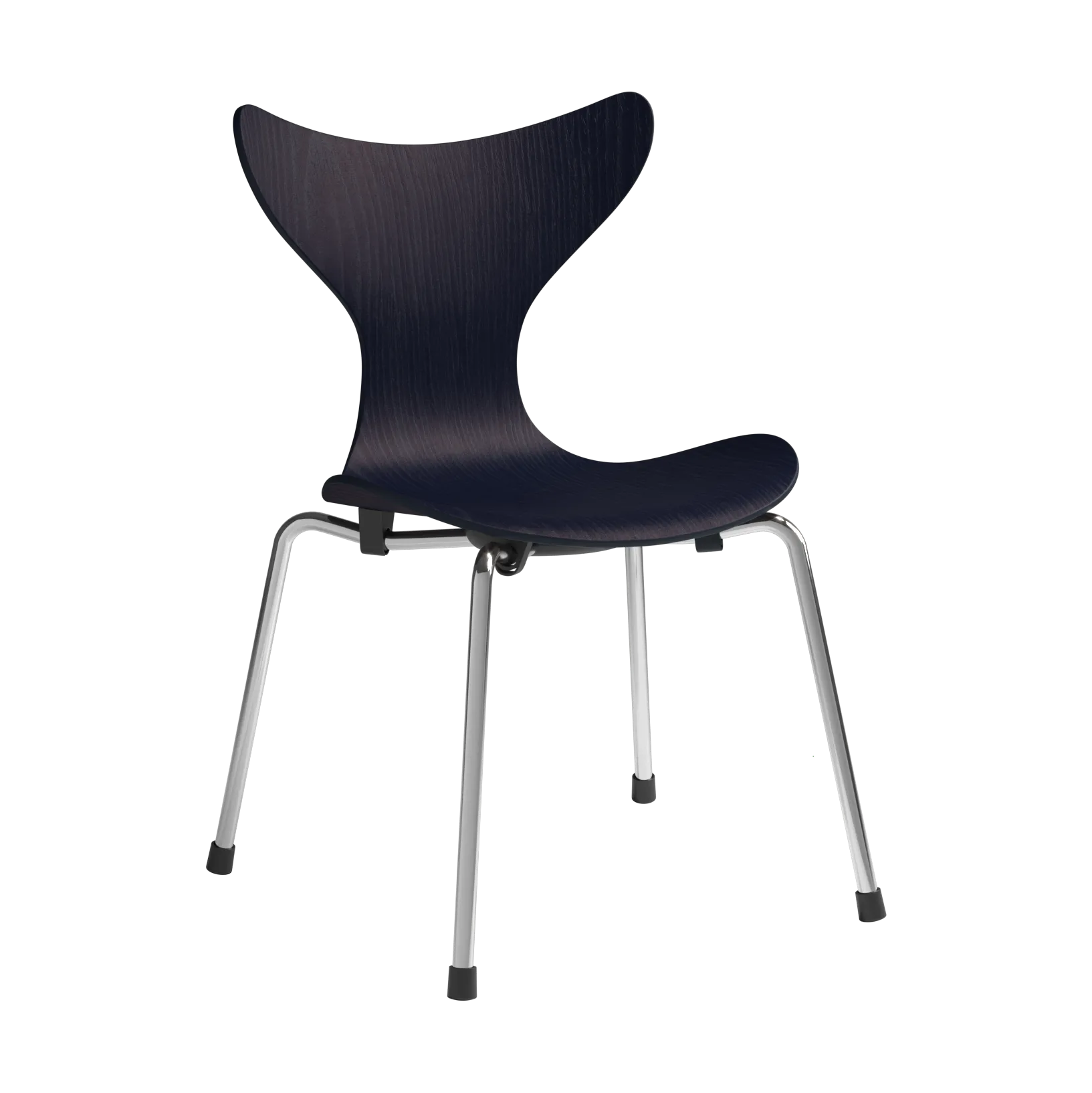 Liljan-lastentuoli, Midnight blue maalattu pihlaja-kromi Fritz Hansen