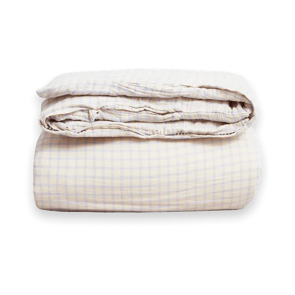 Gingham Sky Blue Muslin pussilakanasetti tuplavuode, 240x220 cm Garbo&Friends