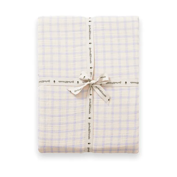 Garbo&Friends Gingham Sky Blue Muslini muotoonommeltu lakana 160x200x30 cm