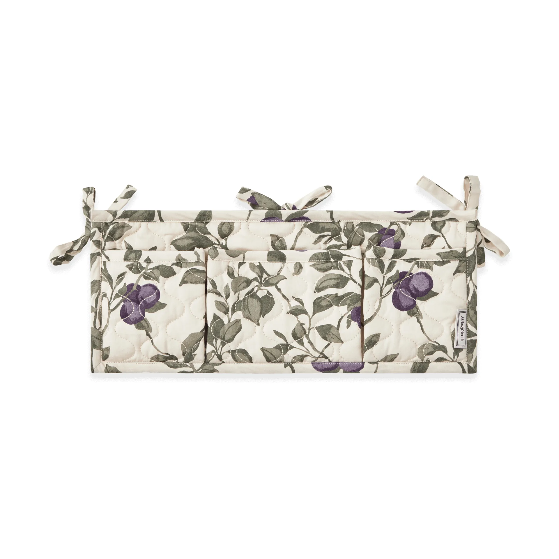 Luumu satiini tikattu sängyn tasku, 43x18cm Garbo&Friends