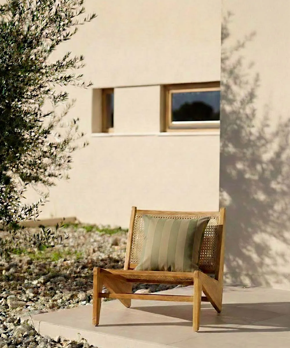 Garden Glory raidallinen tyyny, Eukalyptuksenvihreä–beige, 50x50 cm Garden Glory