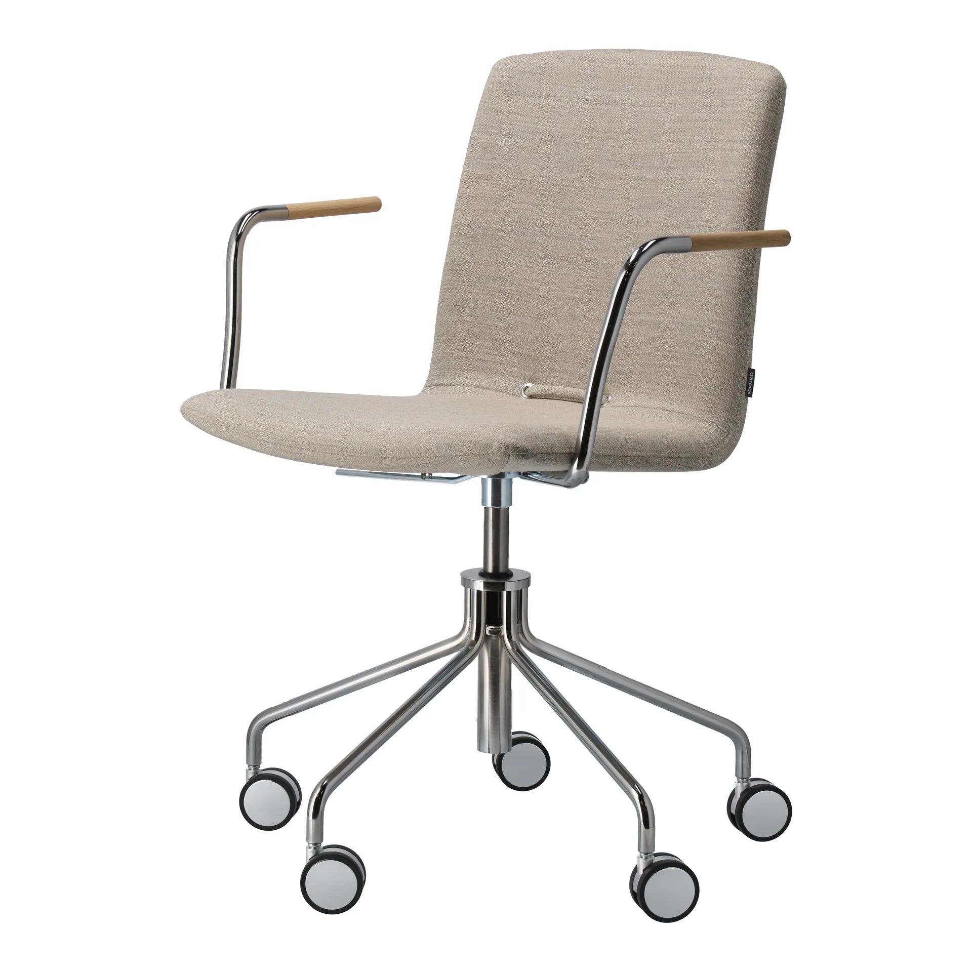 Day nojatuoli pyörivällä kromijalustalla, Tammi-luonnollinen-H&S-kangas foss 0212 Gärsnäs