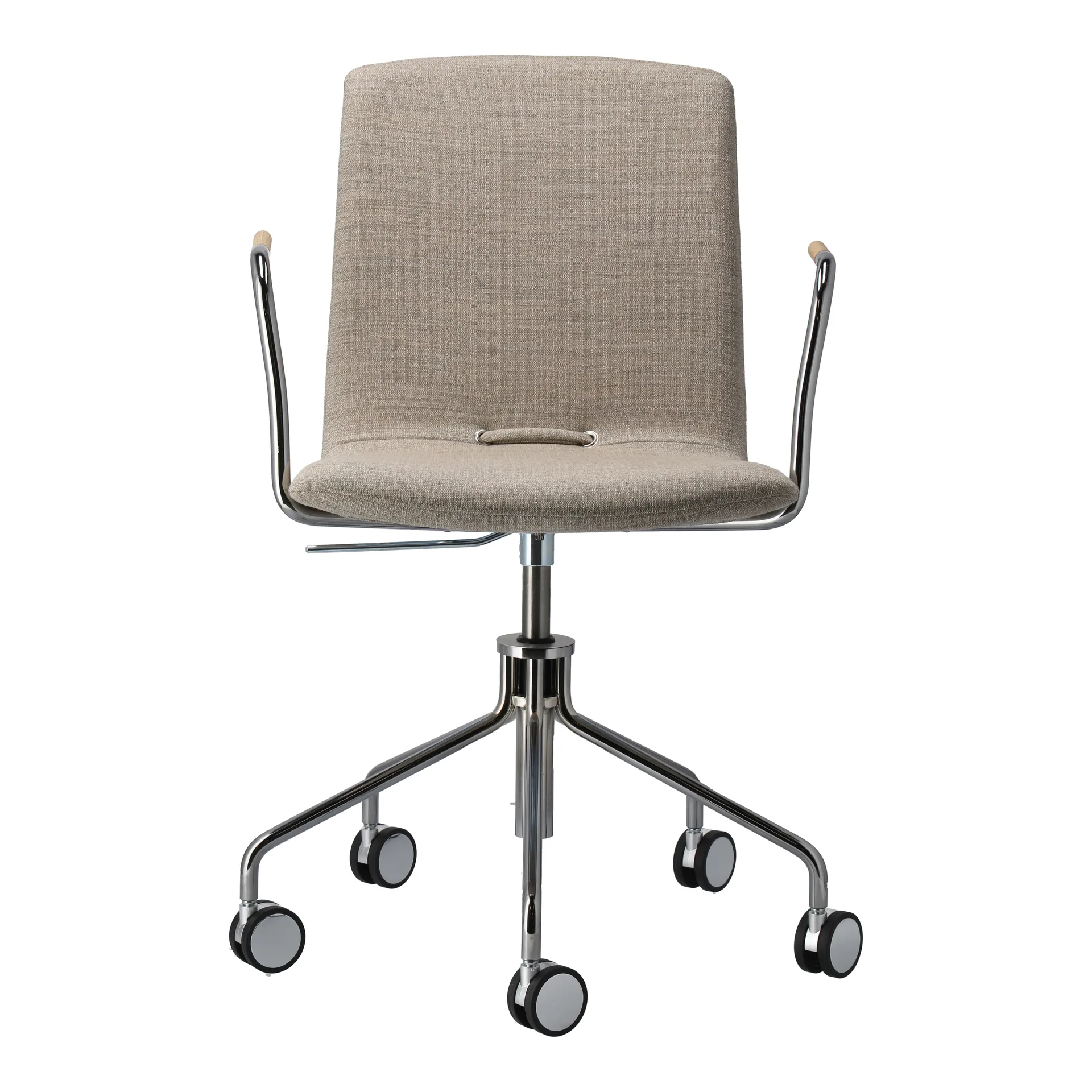 Day nojatuoli pyörivällä kromijalustalla, Tammi-luonnollinen-H&S-kangas foss 0212 Gärsnäs