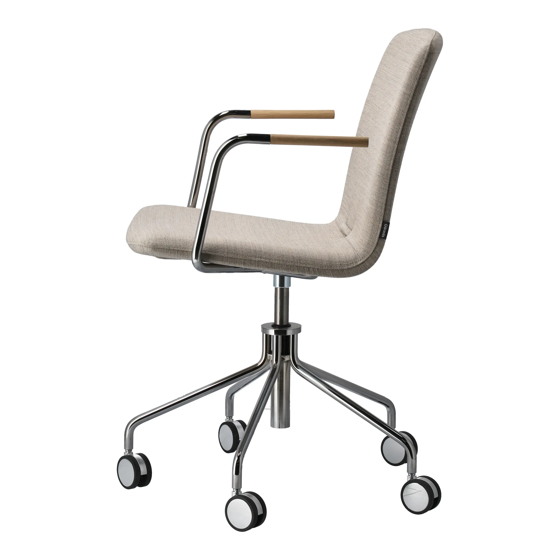 Day nojatuoli pyörivällä kromijalustalla, Tammi-luonnollinen-H&S-kangas foss 0212 Gärsnäs