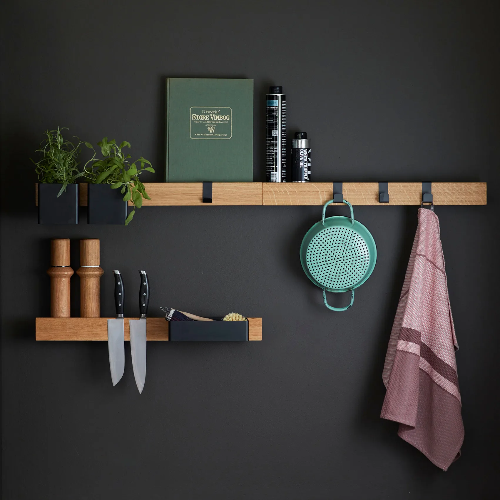 Flex Rail magneettilista 60 cm, Tammi-musta Gejst