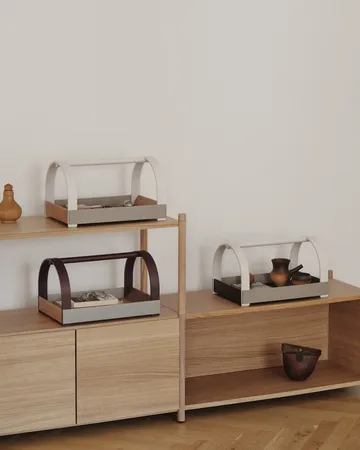 Kydo tarjotin kahvoilla 40,5×27×23,5 cm - Tumma tammi-beige white - Gejst