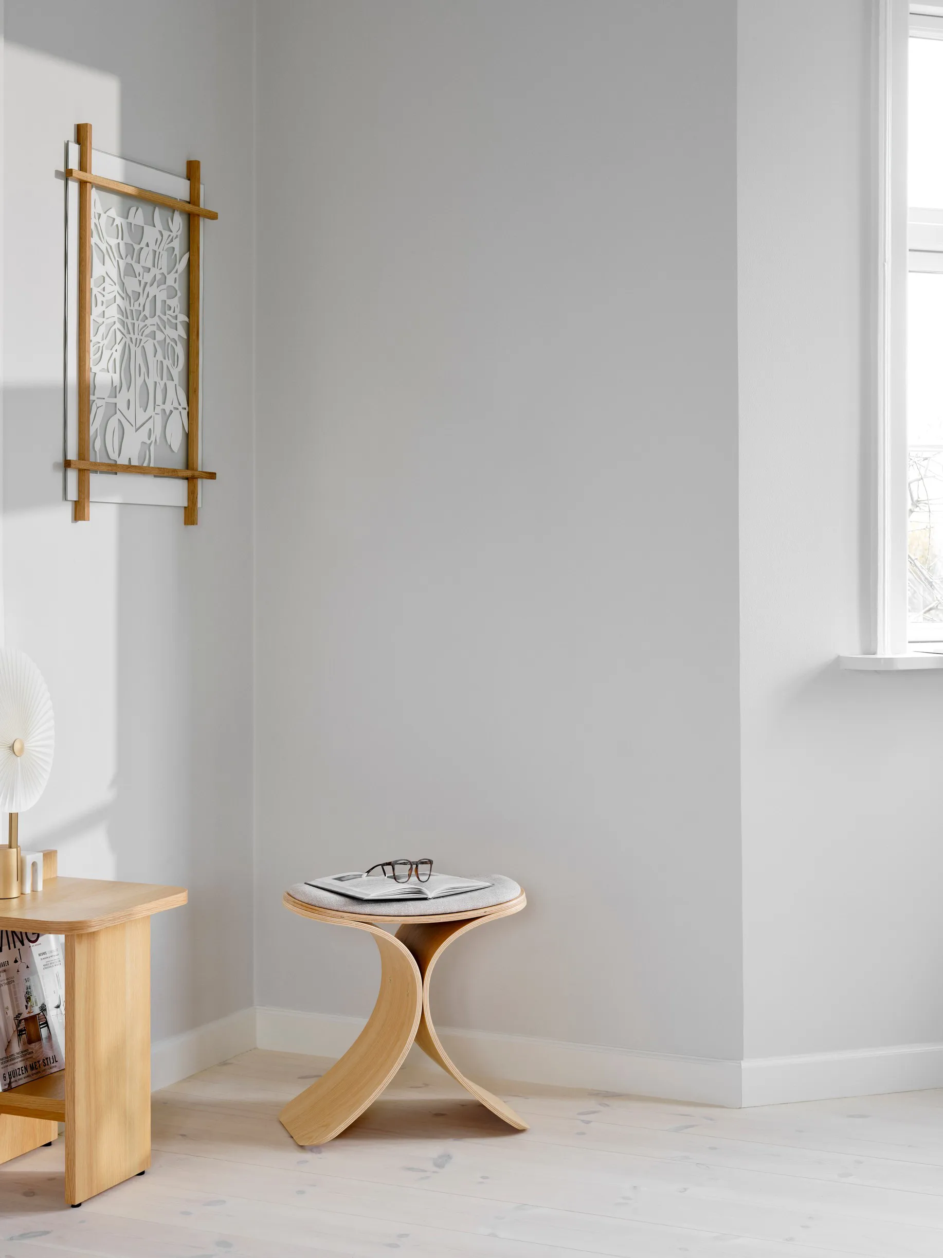 Luno jakkara 48×28×72 cm, Tammi beige tekstiili Gejst