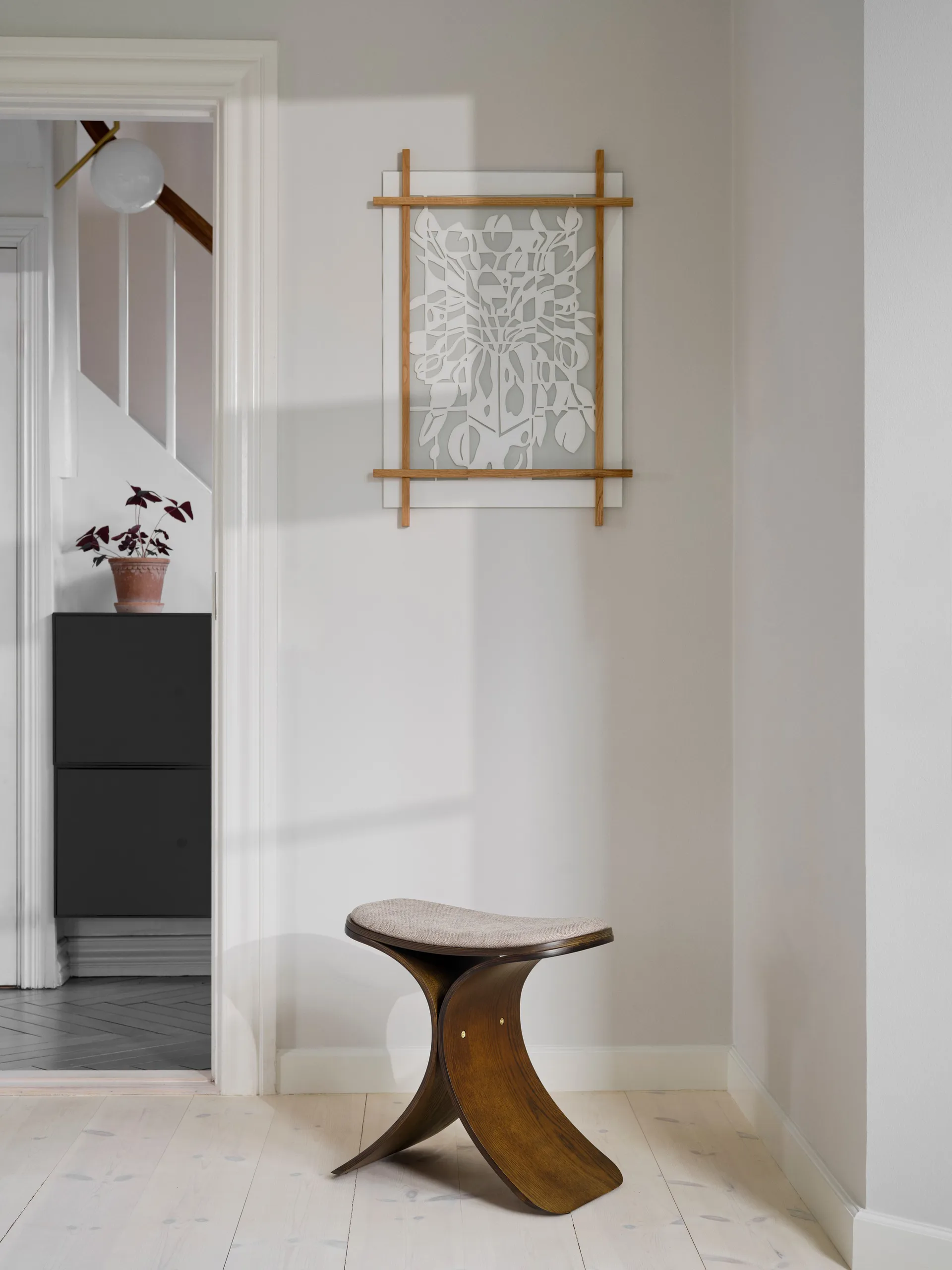 Luno jakkara 48×28×72 cm, Tumma tammi–tumma beige tekstiili Gejst