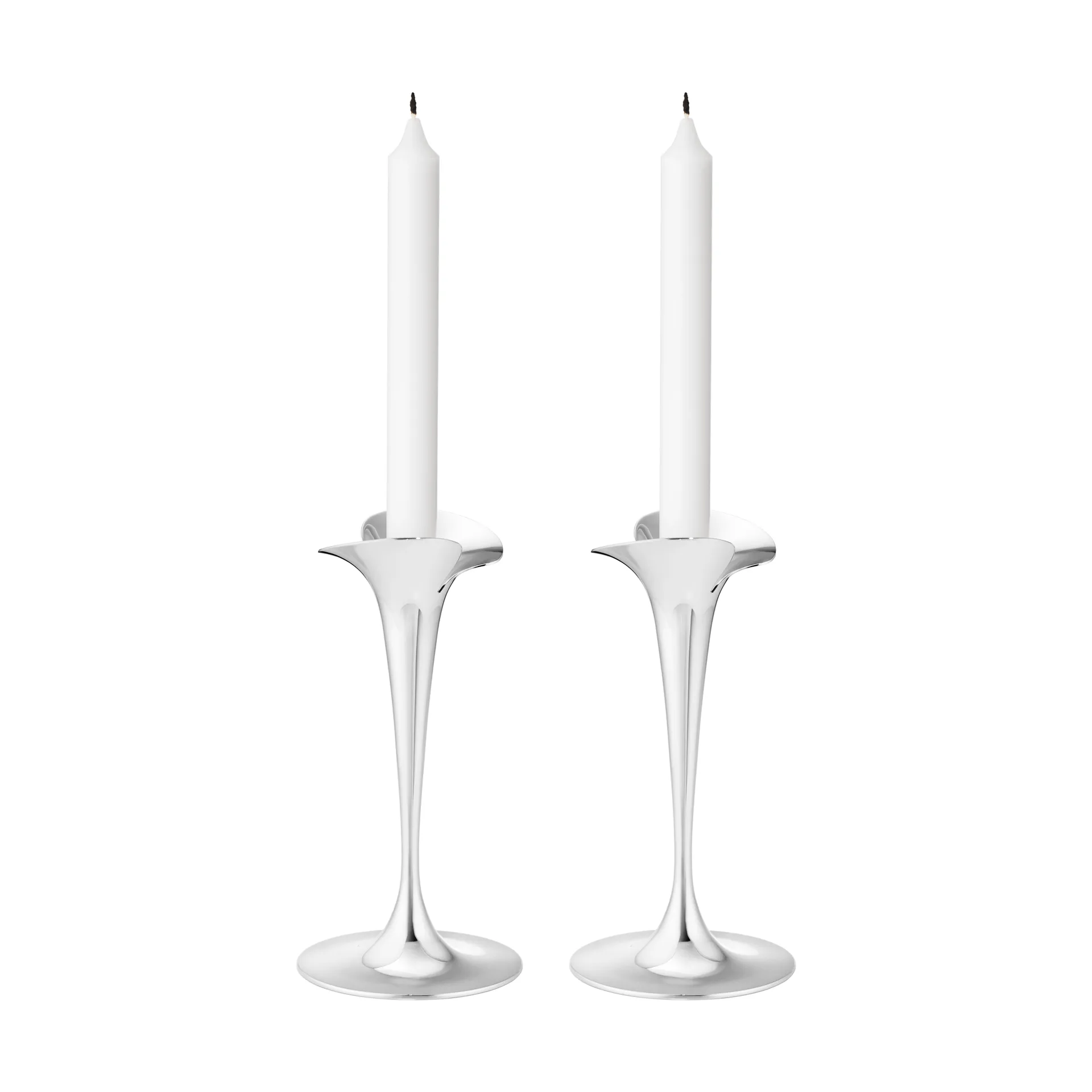 Bloom kynttilänjalat kruunukynttilöille, Ruostumaton teräs, pienet, 2 kpl Georg Jensen