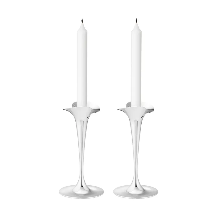 Bloom kynttilänjalat kruunukynttilöille - Ruostumaton teräs, pienet, 2 kpl - Georg Jensen