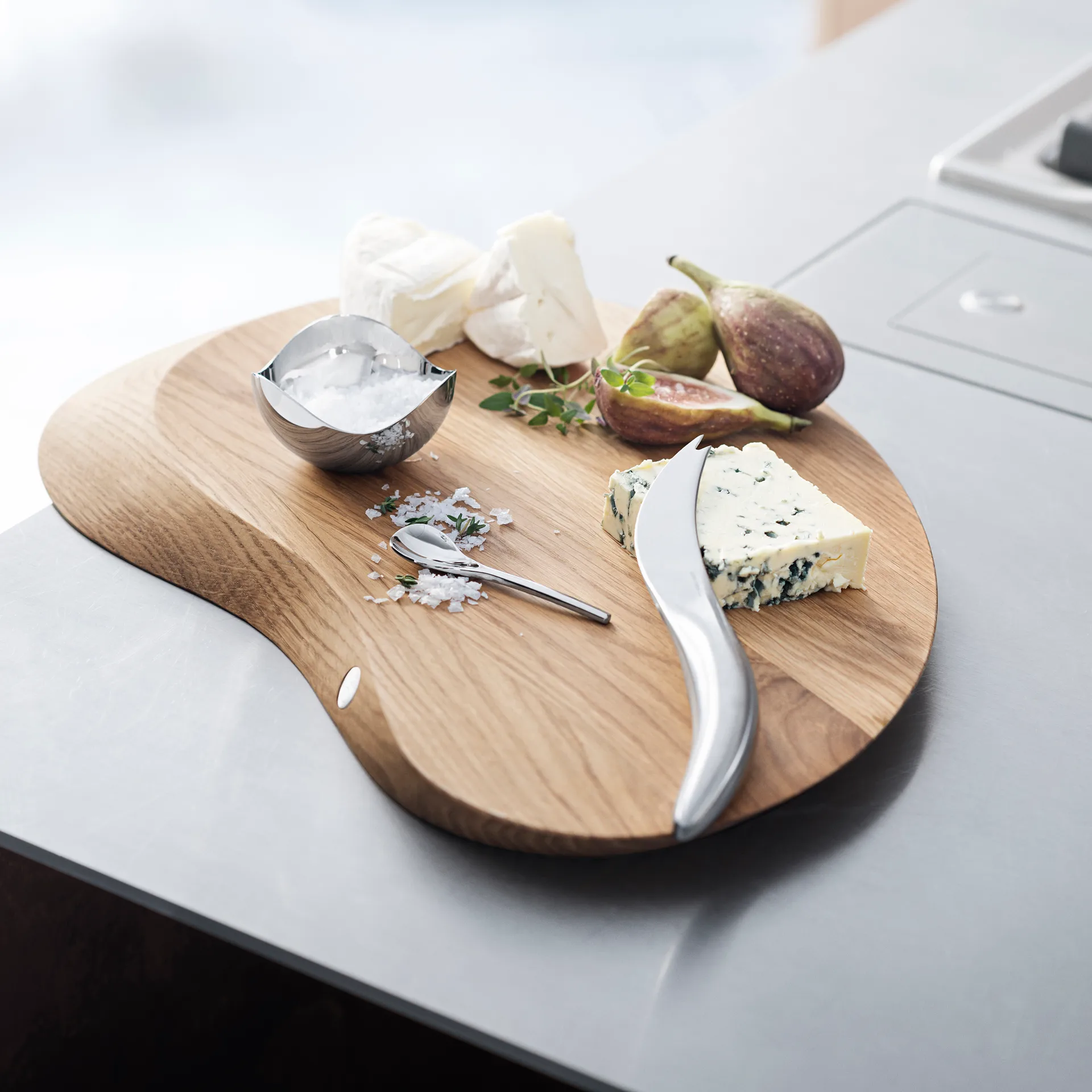 Bloom suola-astia ja lusikka, ruostumaton teräs Georg Jensen