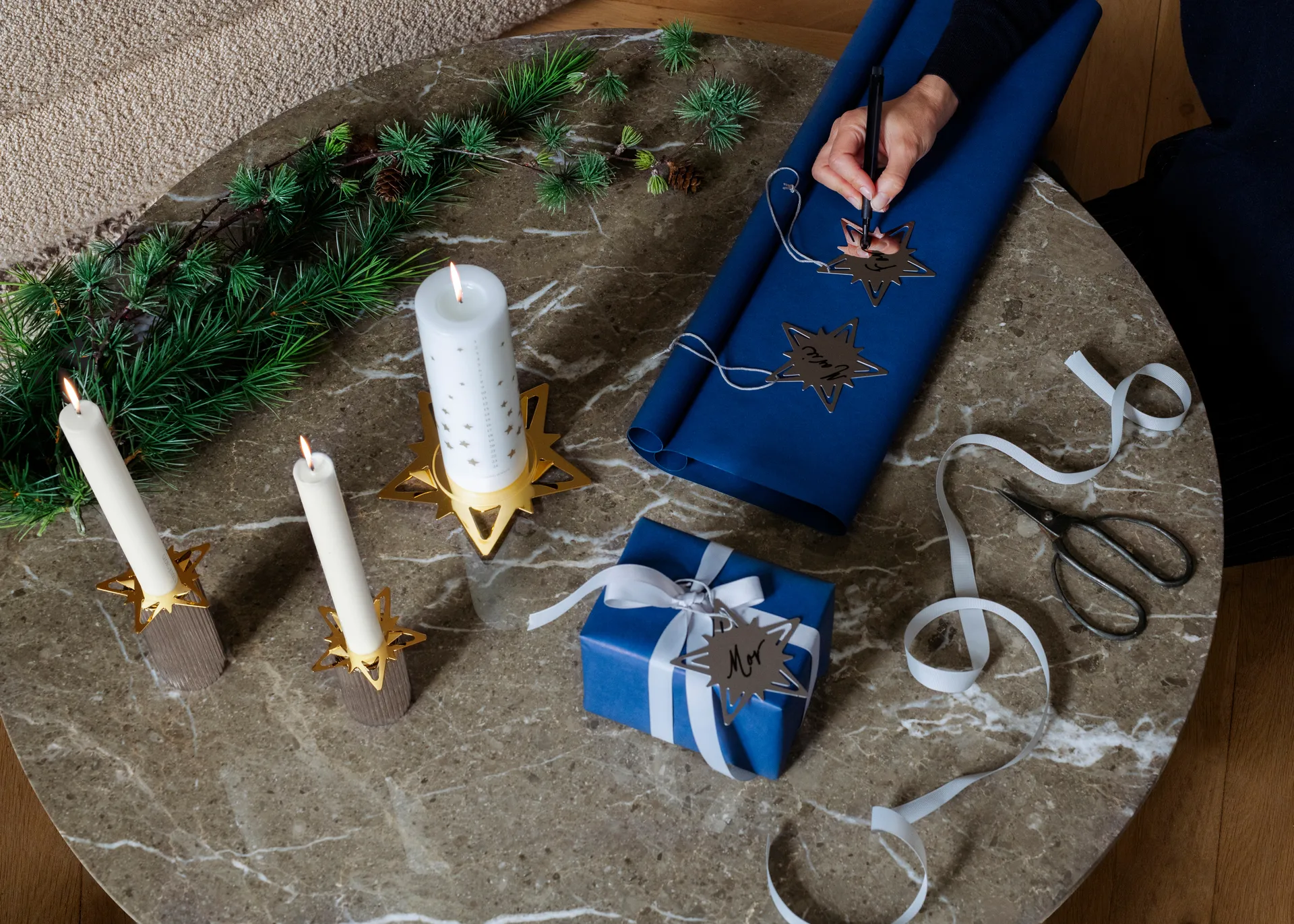 Classic christmas star kynttilänjalka Ø16 cm, Kulta Georg Jensen