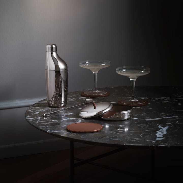 Sky lasinalunen 4-pakkaus, Ruskea nahka Georg Jensen