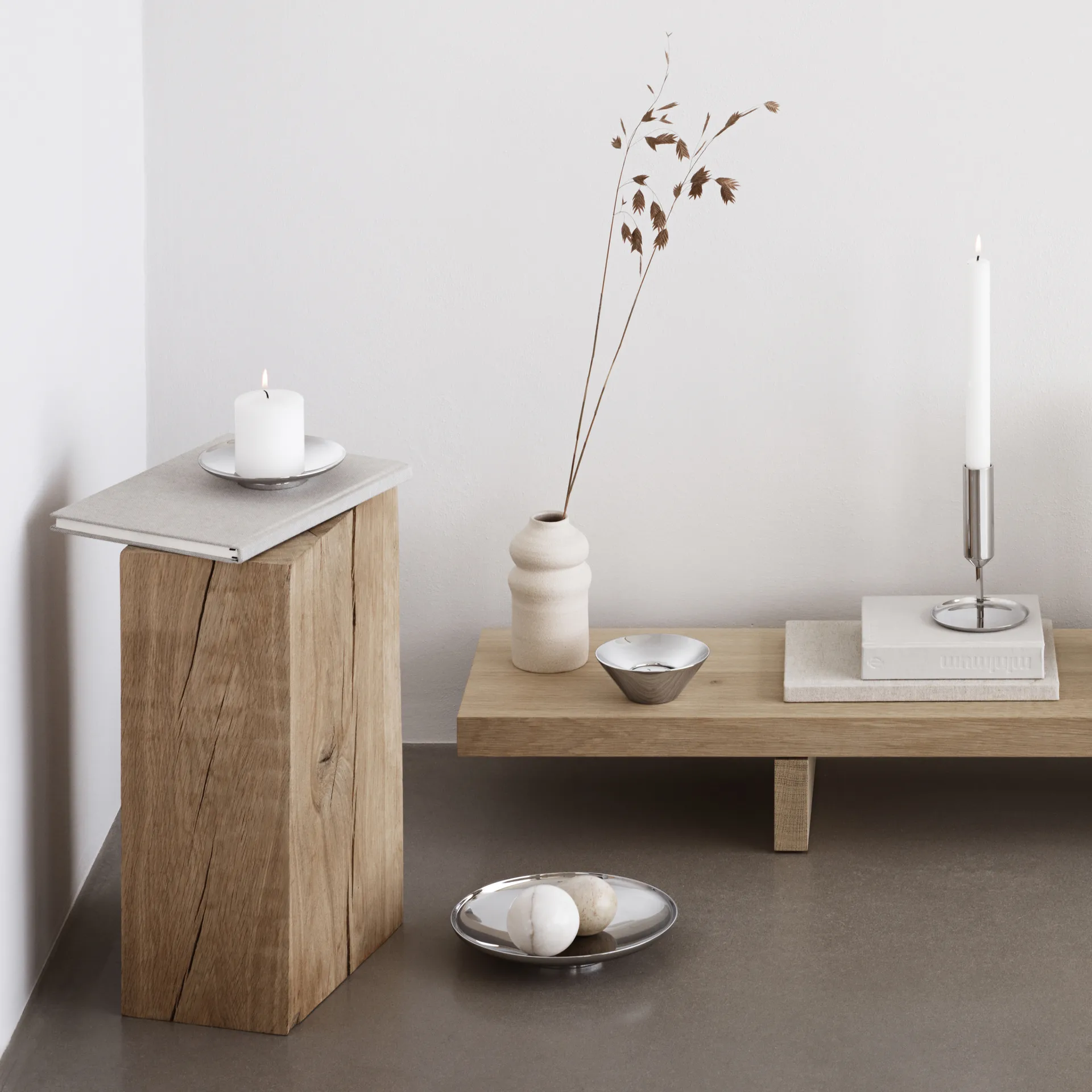 Tunes Pillar -kynttilänjalka, Ø 12,2 cm, Ruostumaton teräs Georg Jensen