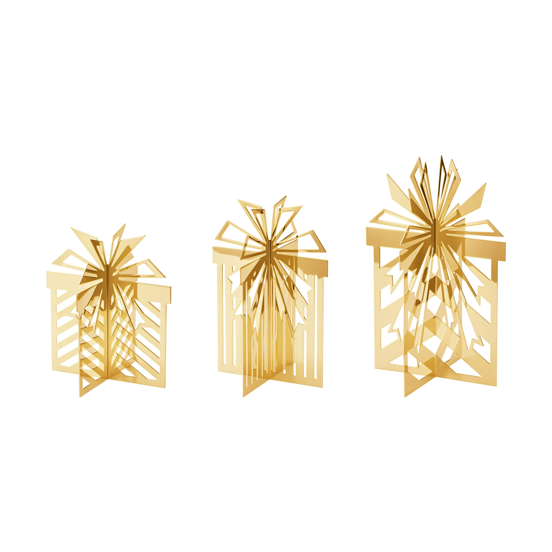 Vuoden 2025 joulukoriste pöydälle, joululahja 3 osaa, Kullattu ruostumaton teräs Georg Jensen