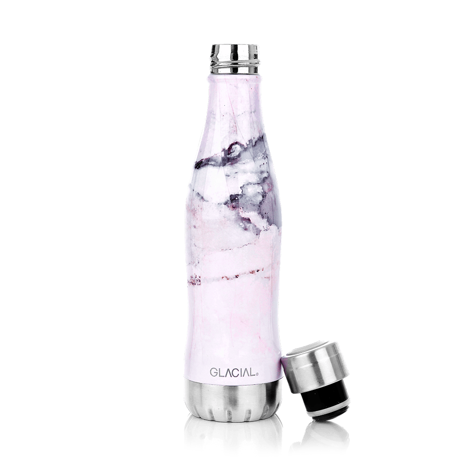 Glacial vesipullo 400 ml Pink marble | Skandinaavinen Sisustus | Termoskannut & Termospullot | Vaaleanpunainen
