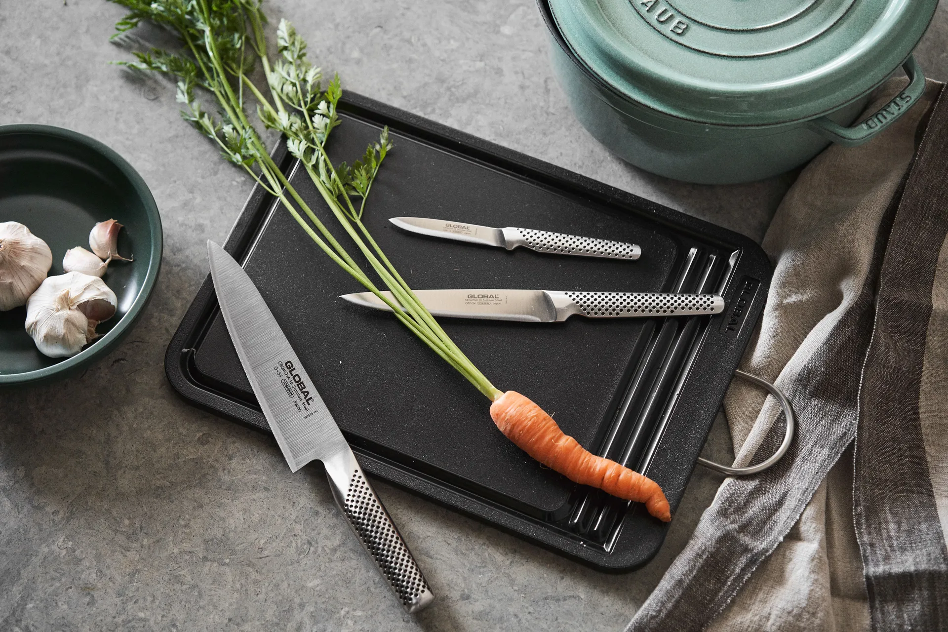 Global G-551524 -veitsisetti, 3 veistä, Ruostumaton teräs Global