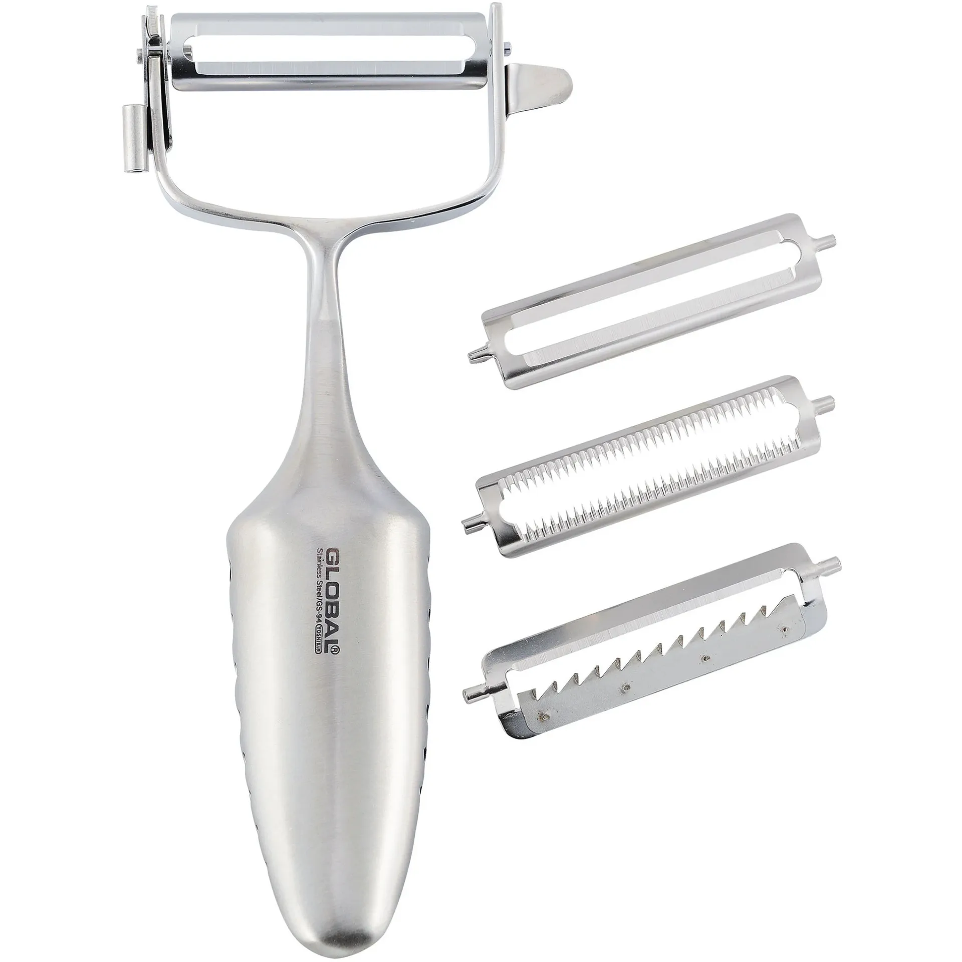 Global GS-94 skalaari T-malli 3 vaihdettavalla terällä, Ruostumaton teräs Global