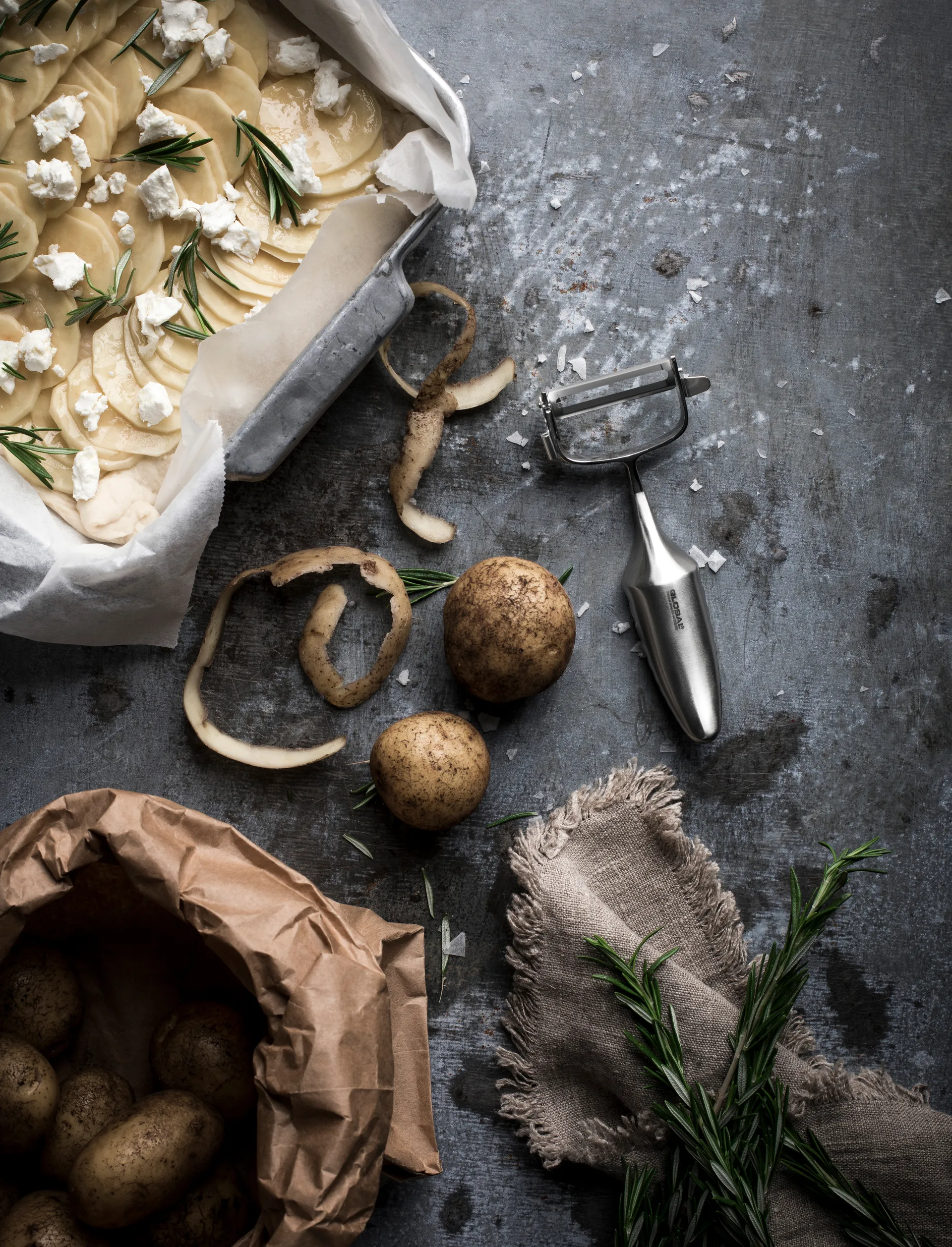 Global GS-94 skalaari T-malli 3 vaihdettavalla terällä, Ruostumaton teräs Global