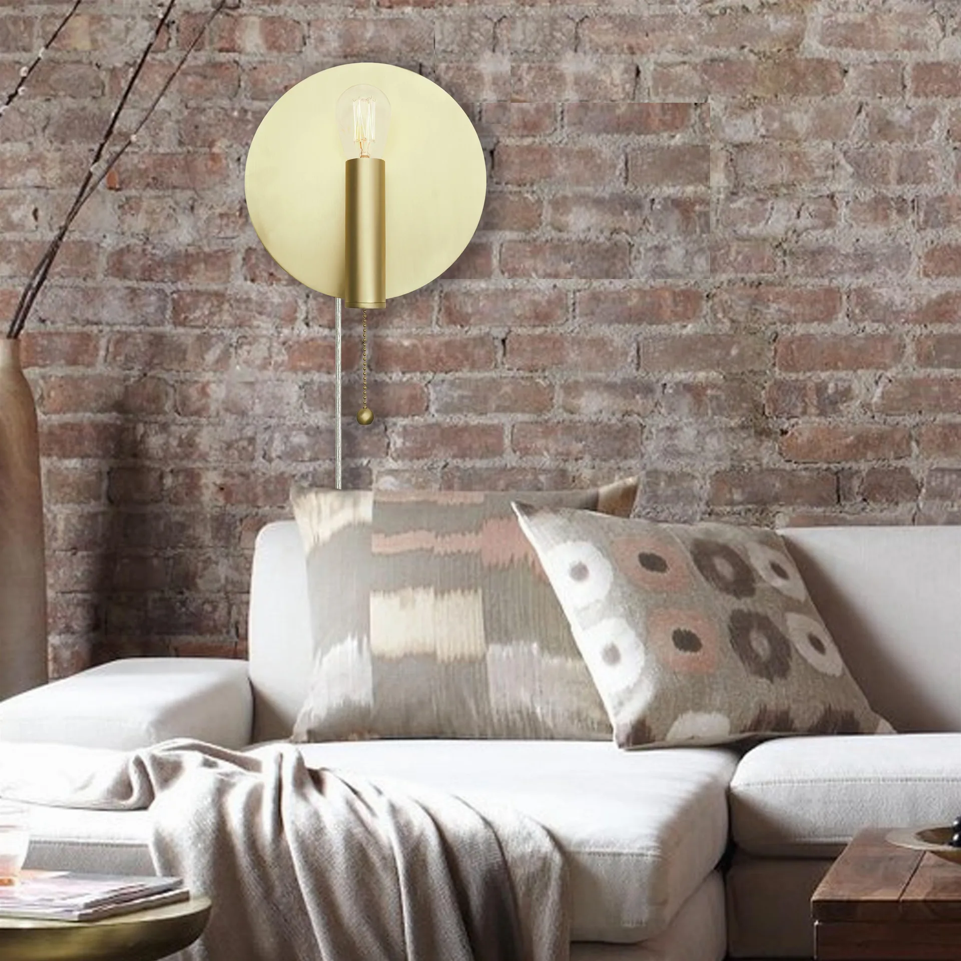 Art Deco seinävalaisin, harjattu messinki Globen Lighting