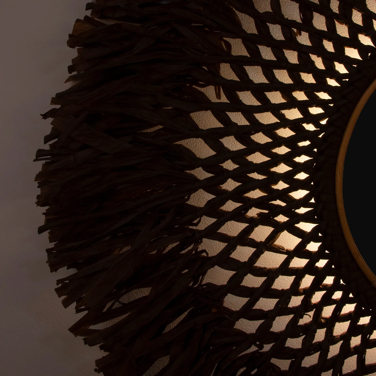 Boho seinävalaisin peilillä Ø 90 cm, Ruskea Globen Lighting