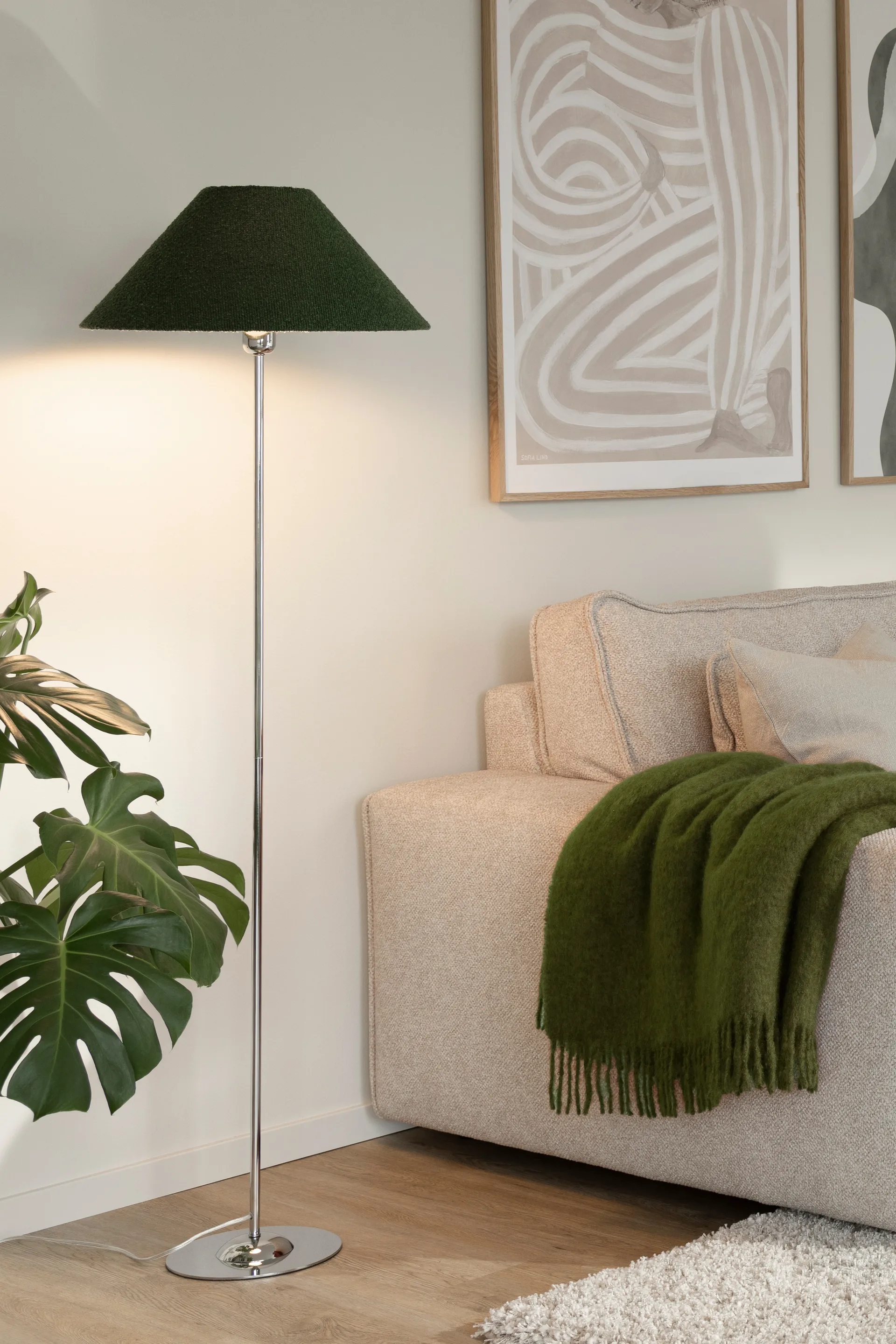 Iris 45 lampunvarjostin, Bouclé sammaleenvihreä Globen Lighting