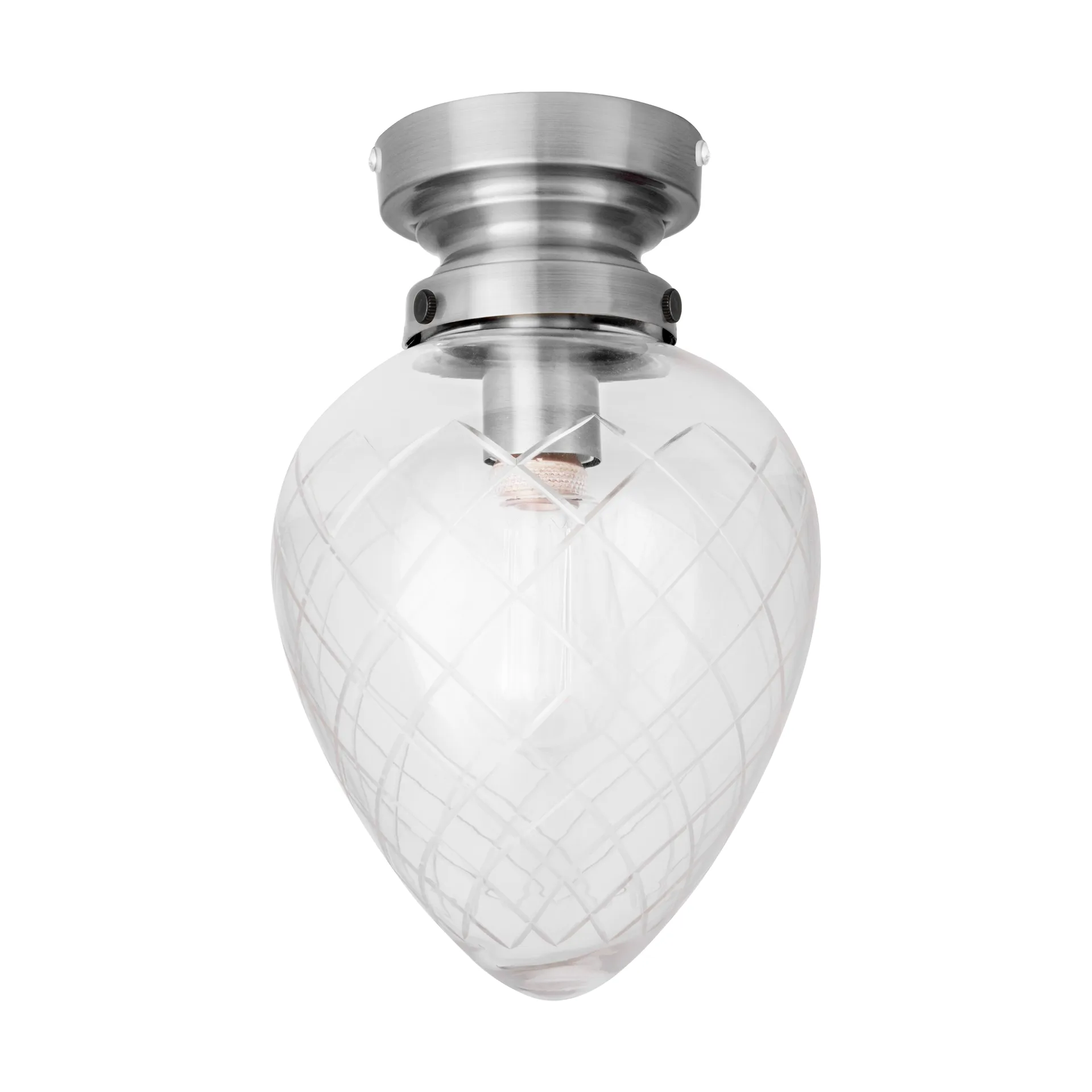 Juni IP44 plafondi, Antikteräs-kirkas Globen Lighting