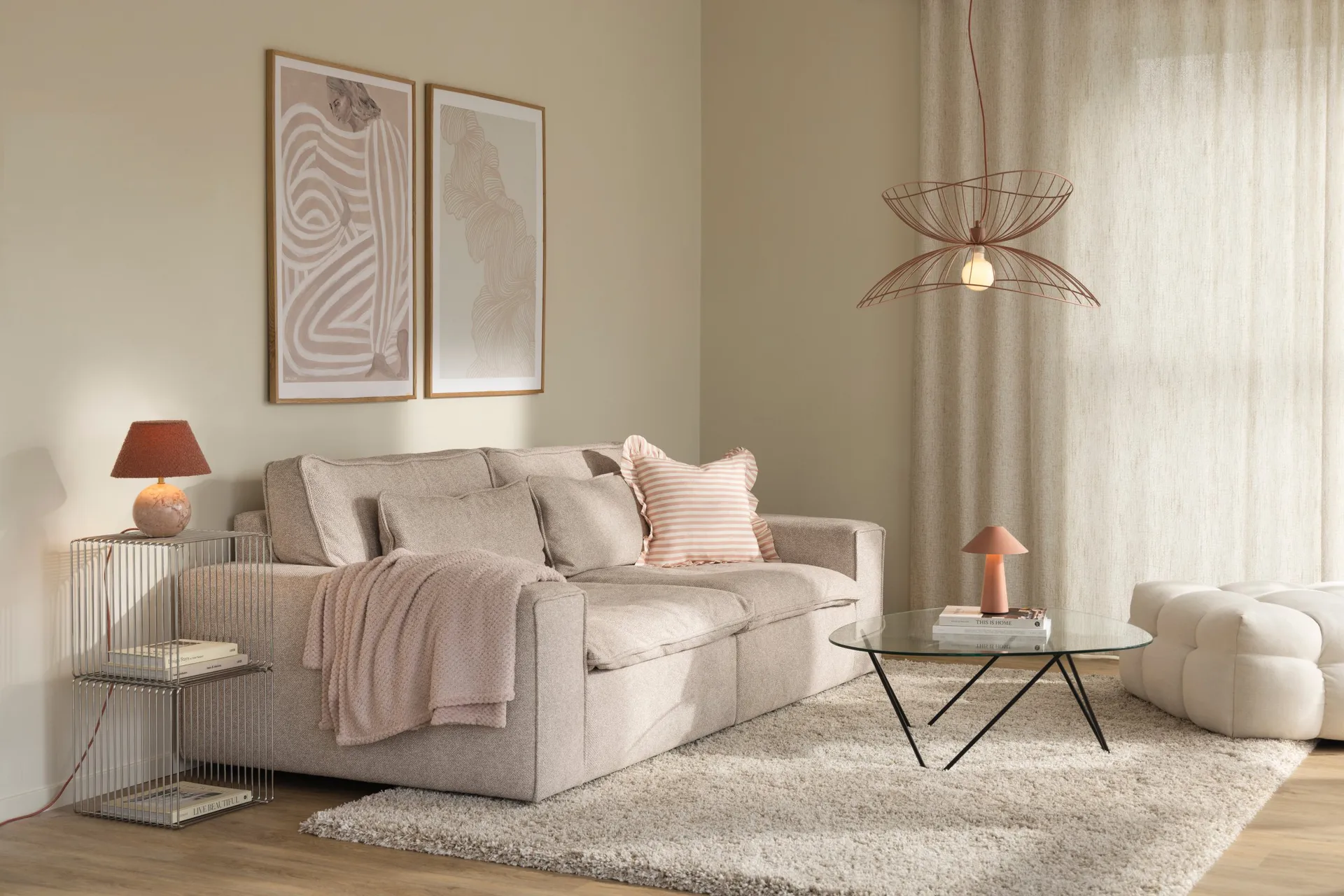 Ray kattovalaisin Ø70 cm, Himmeän roosa Globen Lighting