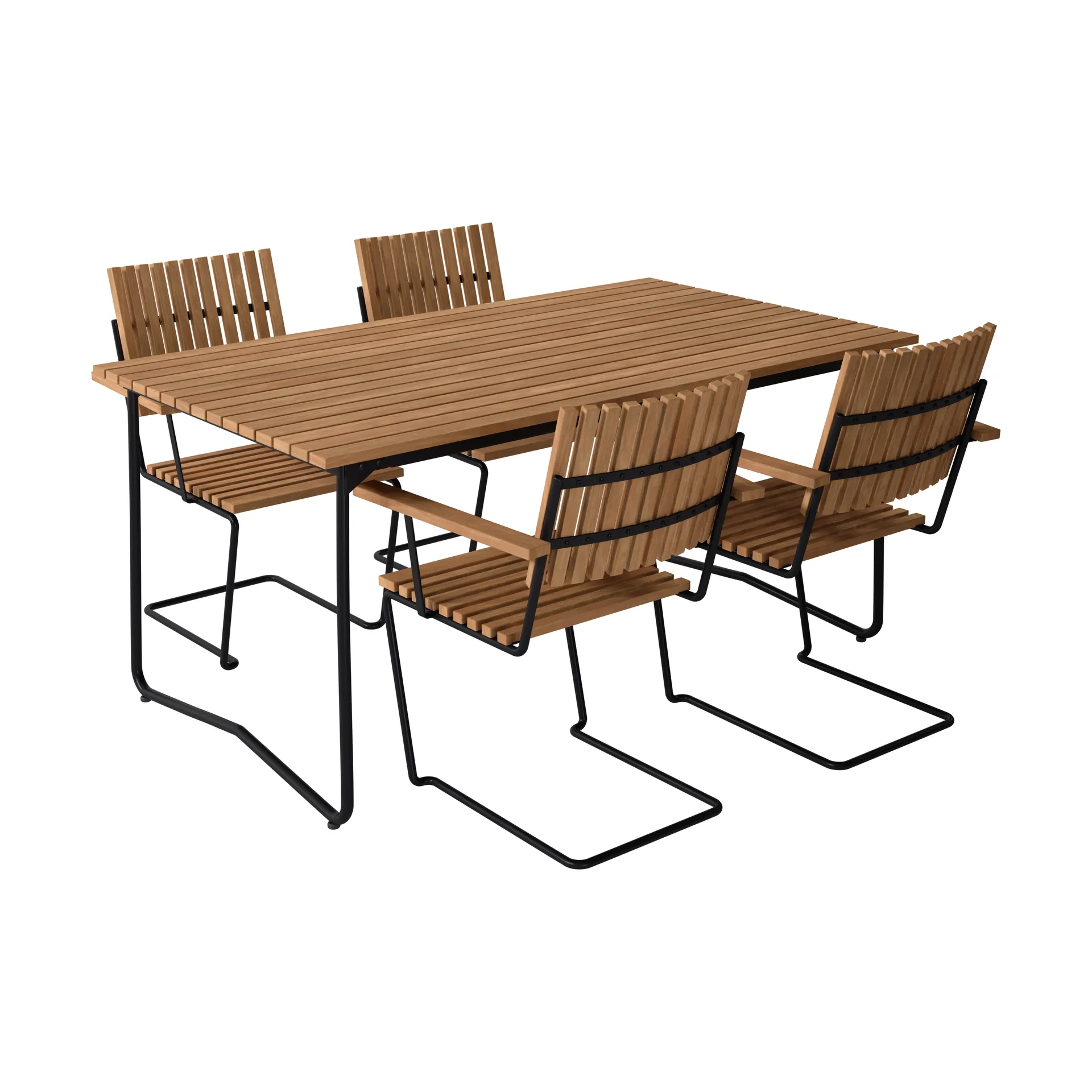 Bovik pöytä + 4 tuolia, teak-black,  Grythyttan Stålmöbler