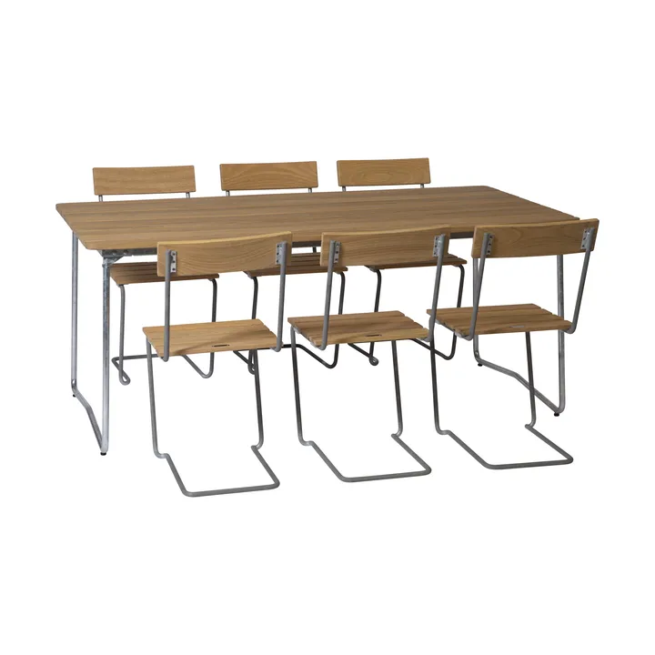 Grythyttan ruokailuryhmä B31 + 6 kpl Tuoli 1 öljytty tammi - Grythyttan Stålmöbler